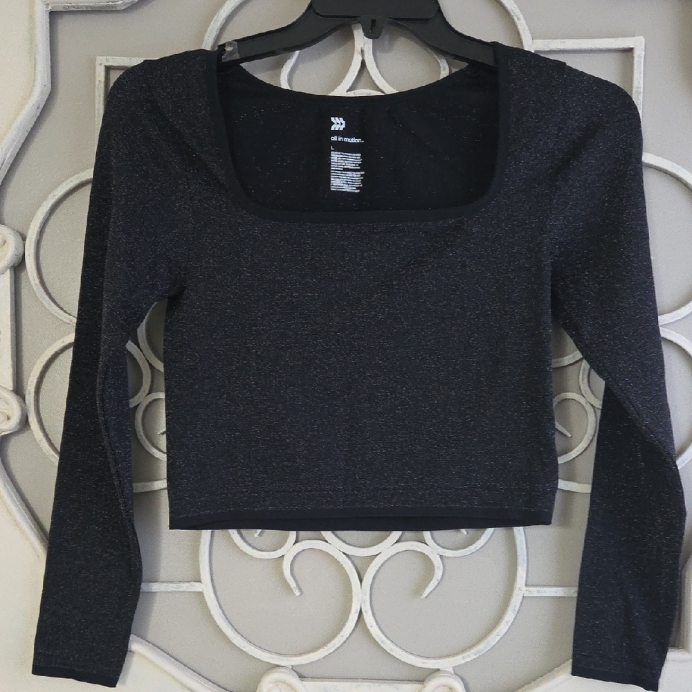 All in Motion Black Sparkle Long Sleeve Bodysuit